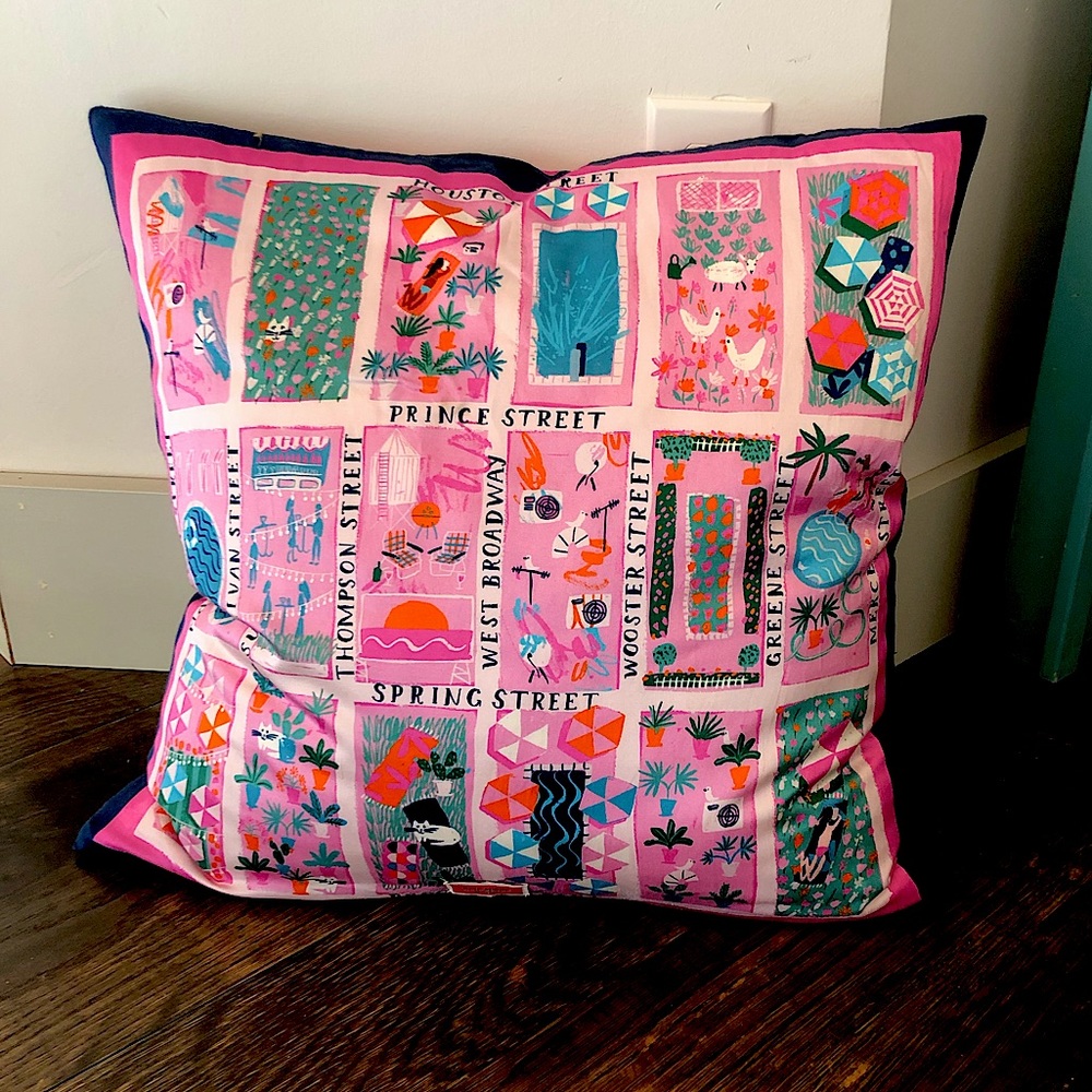 Kate Spade Rooftop Scene Silk and Down Pillow